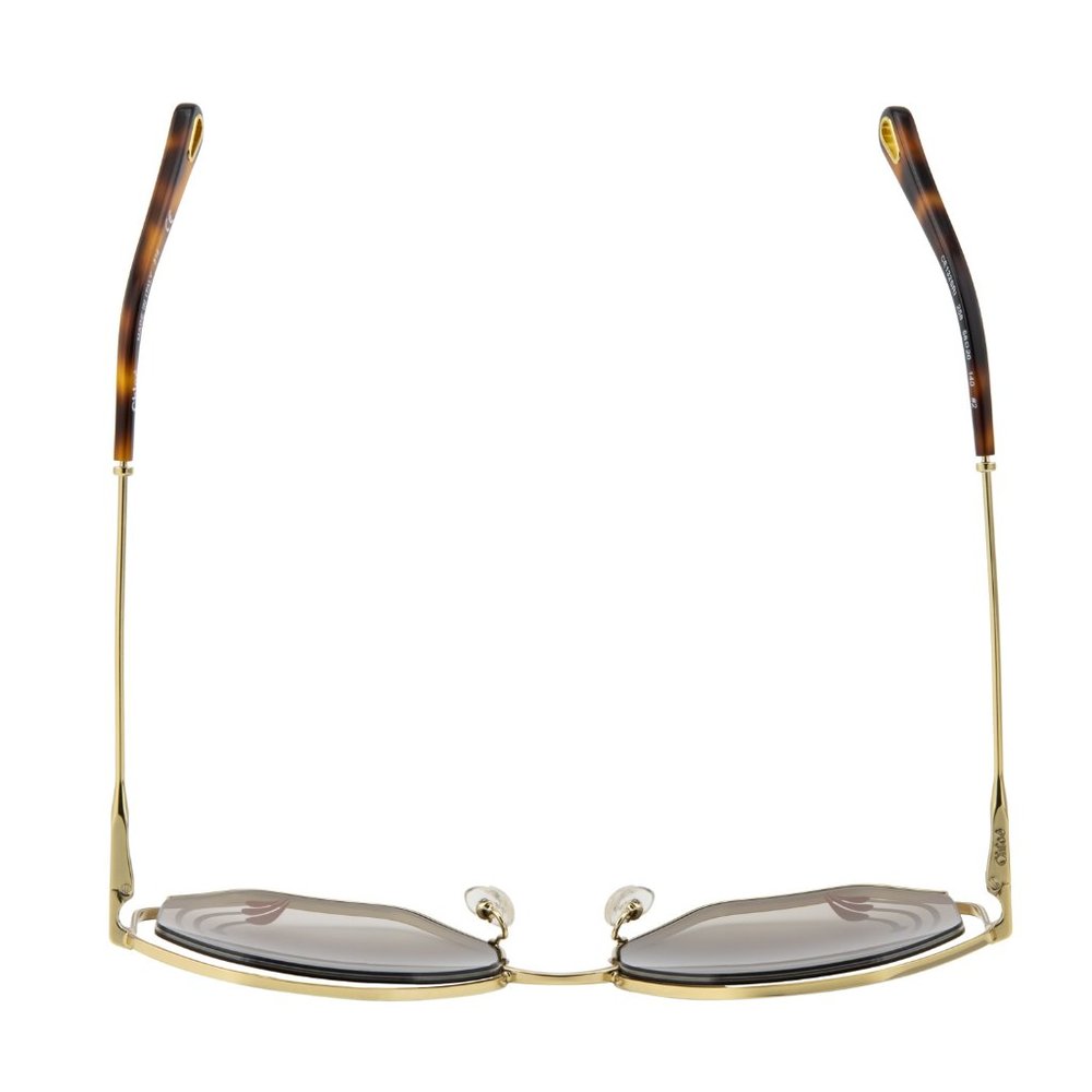 New Chloe Women Oversized Sunglasses Gold Octagon CE-132 Brown Floating Lens - Picture 9 of 9